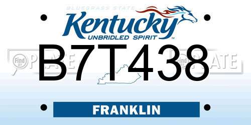 B7T438 Kentucky License Plate