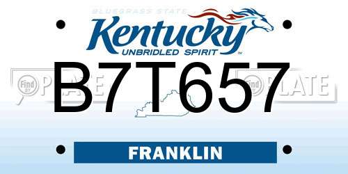 B7T657 Kentucky License Plate