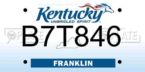 B7T846 Kentucky License Plate