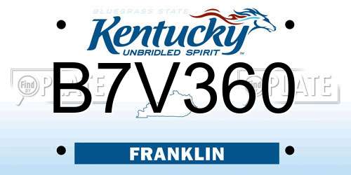 B7V360 Kentucky License Plate