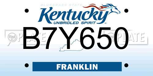 B7Y650 Kentucky License Plate