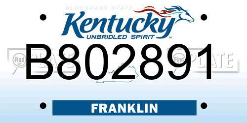 B802891 Kentucky License Plate