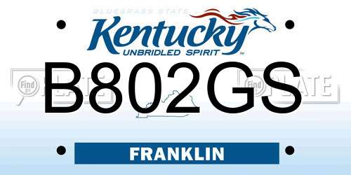 B802GS Kentucky License Plate