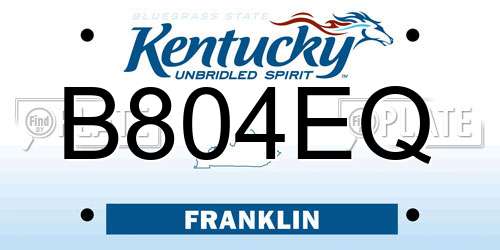 B804EQ Kentucky License Plate