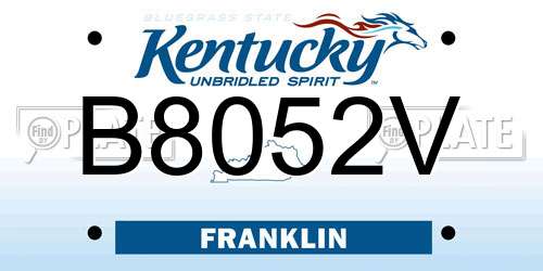 B8052V Kentucky License Plate
