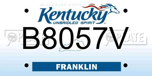 B8057V Kentucky License Plate
