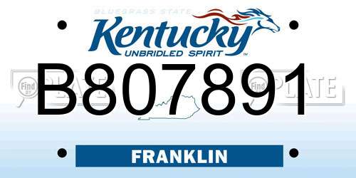 B807891 Kentucky License Plate