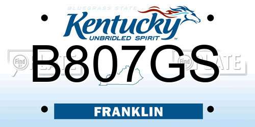 B807GS Kentucky License Plate
