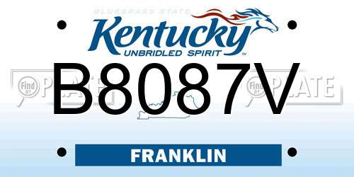B8087V Kentucky License Plate