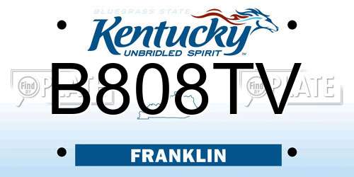 B808TV Kentucky License Plate