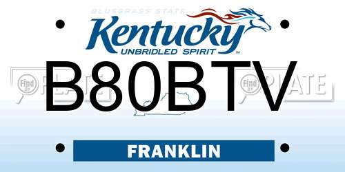 B80BTV Kentucky License Plate