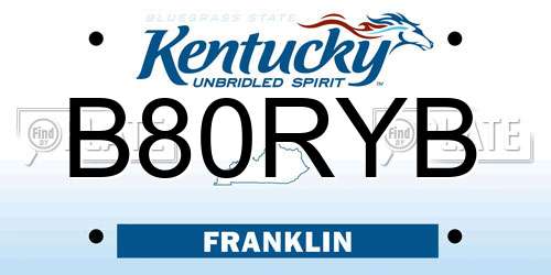 B80RYB Kentucky License Plate