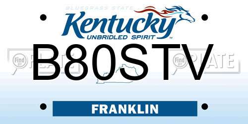 B80STV Kentucky License Plate