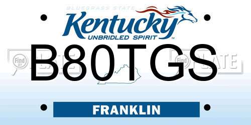 B80TGS Kentucky License Plate