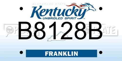 B8128B Kentucky License Plate