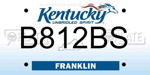 B812BS Kentucky License Plate
