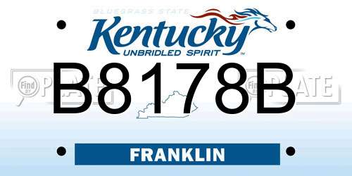 B8178B Kentucky License Plate