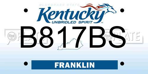 B817BS Kentucky License Plate