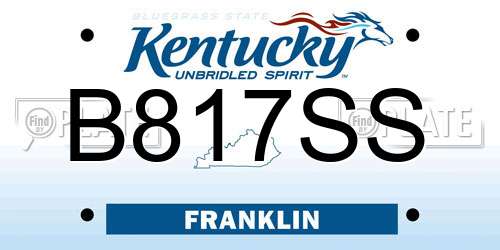 B817SS Kentucky License Plate