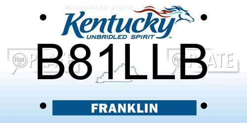B81LLB Kentucky License Plate