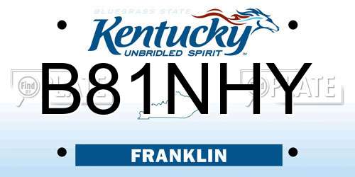 B81NHY Kentucky License Plate