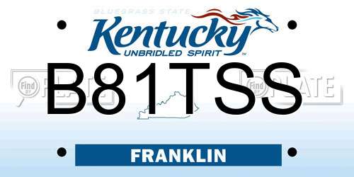 B81TSS Kentucky License Plate