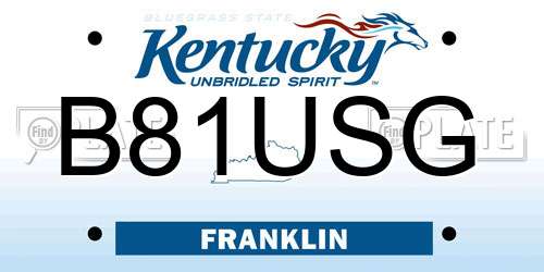 B81USG Kentucky License Plate