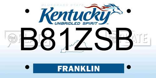 B81ZSB Kentucky License Plate
