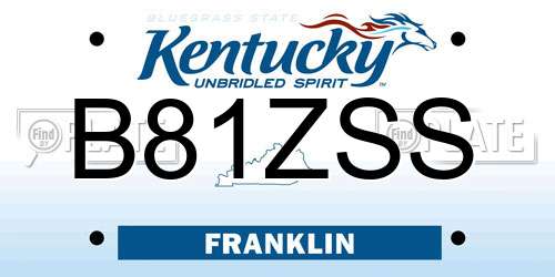 B81ZSS Kentucky License Plate