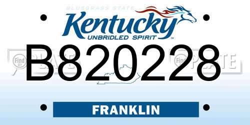 B820228 Kentucky License Plate