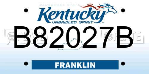 B82027B Kentucky License Plate