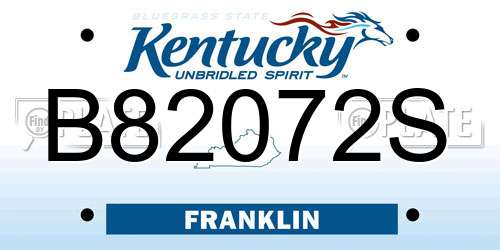 B82072S Kentucky License Plate