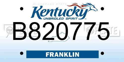 B820775 Kentucky License Plate