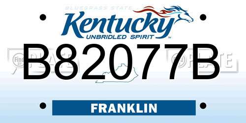 B82077B Kentucky License Plate