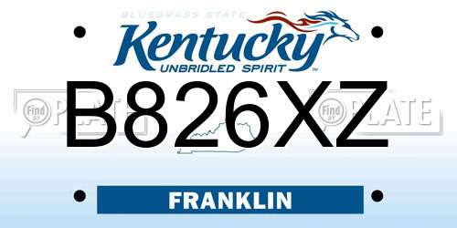 B826XZ Kentucky License Plate