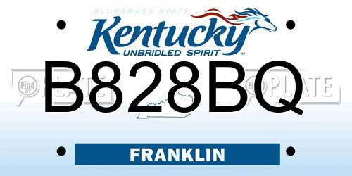 B828BQ Kentucky License Plate