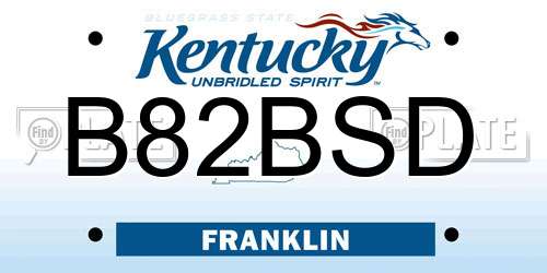 B82BSD Kentucky License Plate