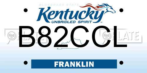 B82CCL Kentucky License Plate