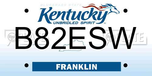 B82ESW Kentucky License Plate