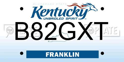 B82GXT Kentucky License Plate