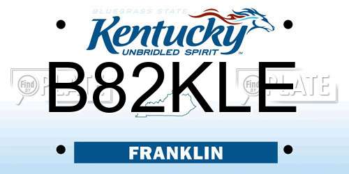 B82KLE Kentucky License Plate