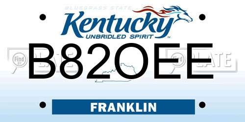 B82OEE Kentucky License Plate