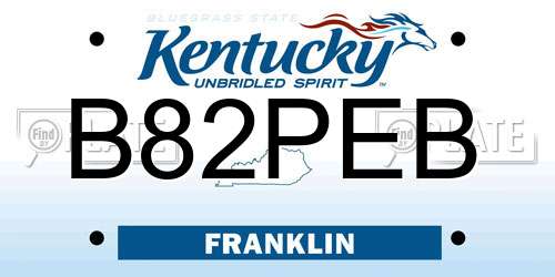 B82PEB Kentucky License Plate