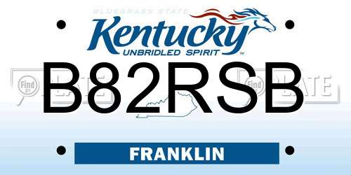 B82RSB Kentucky License Plate
