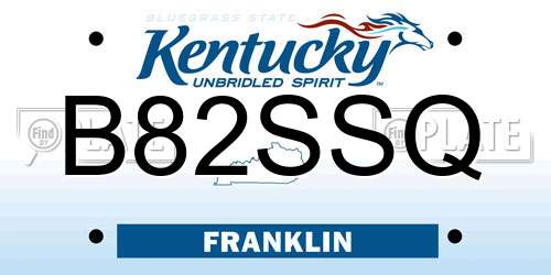 B82SSQ Kentucky License Plate