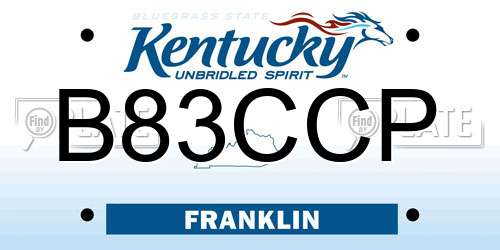 B83CCP Kentucky License Plate