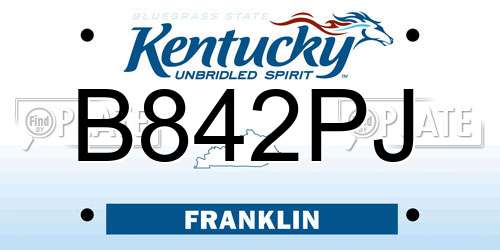 B842PJ Kentucky License Plate
