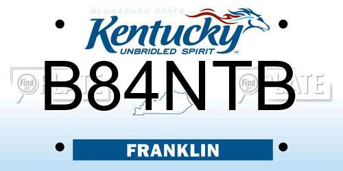 B84NTB Kentucky License Plate