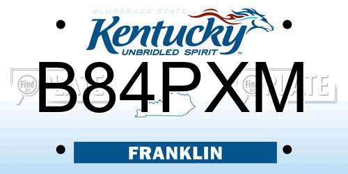 B84PXM Kentucky License Plate