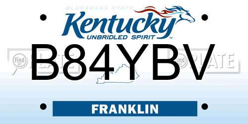 B84YBV Kentucky License Plate